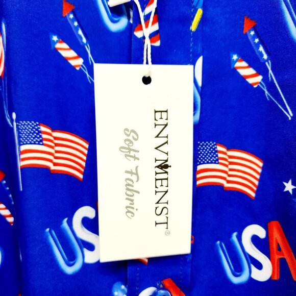 Patriotic Themed Mens Button-Up Shirt USA Print Short Sleeve Casual Fit Size XXL - Picture 10 of 11